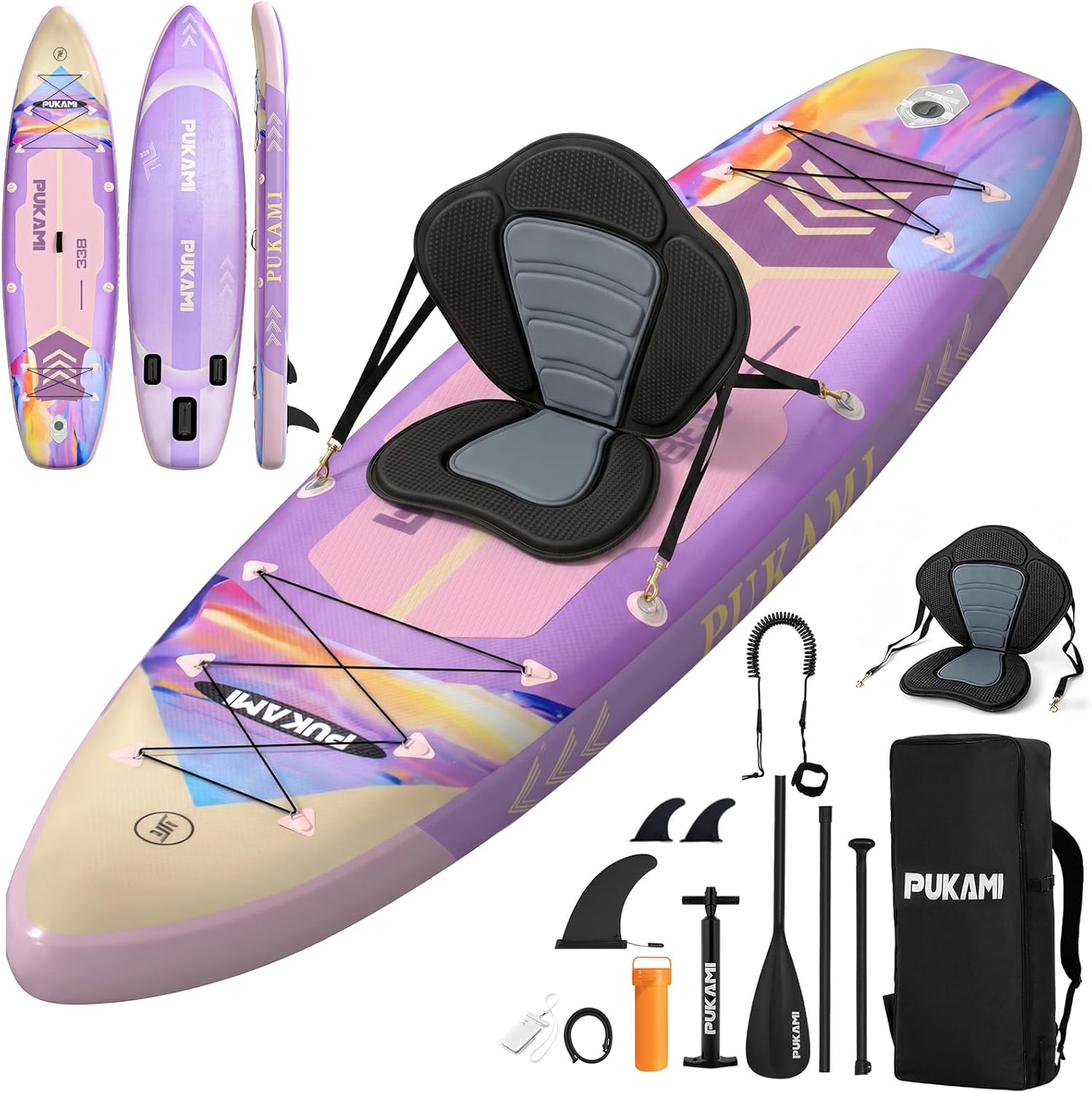 Fishing Kayak Paddle - Extra breites aufblasbares Stand-Up-Paddle-Board, 11'1
